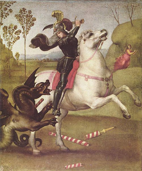 RAFFAELLO Sanzio Hl. Georg im Kampf mit dem Drachen